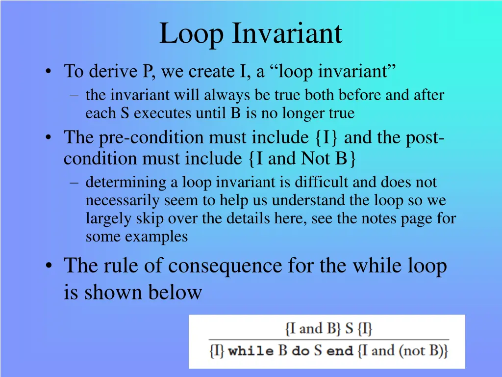 loop invariant
