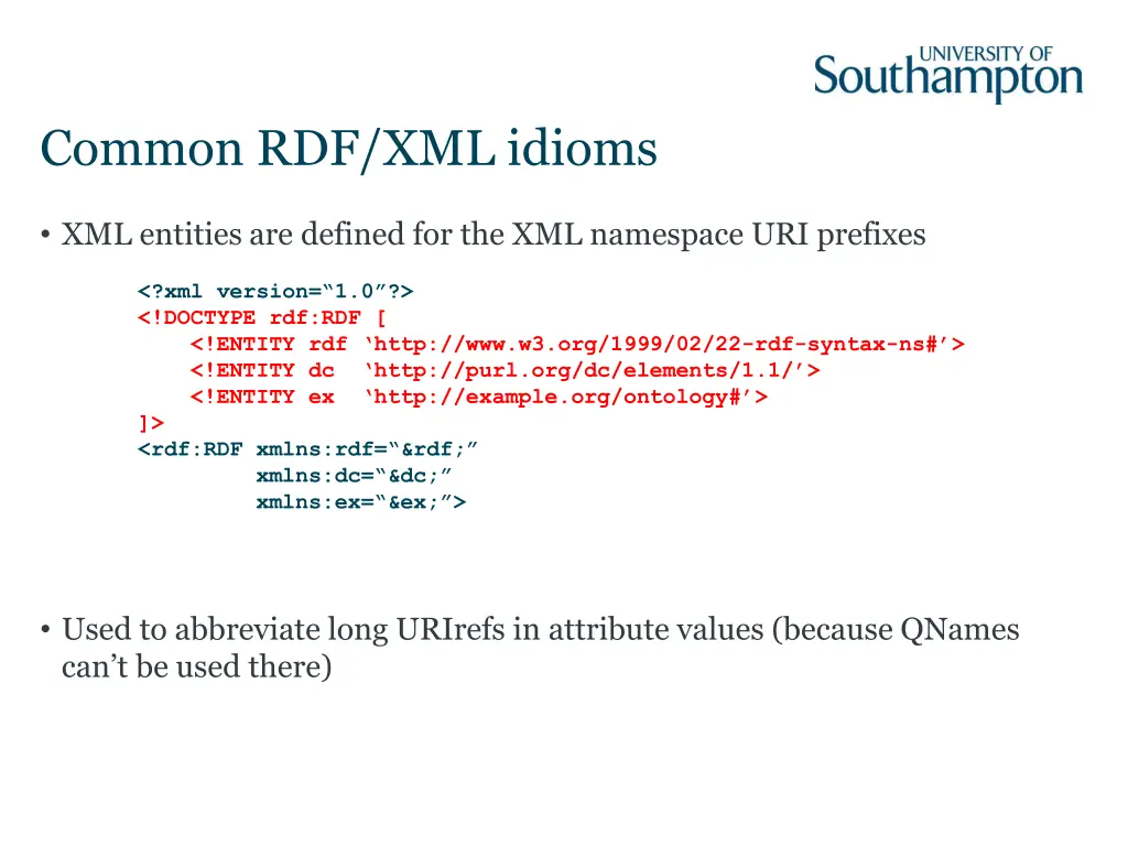 common rdf xml idioms