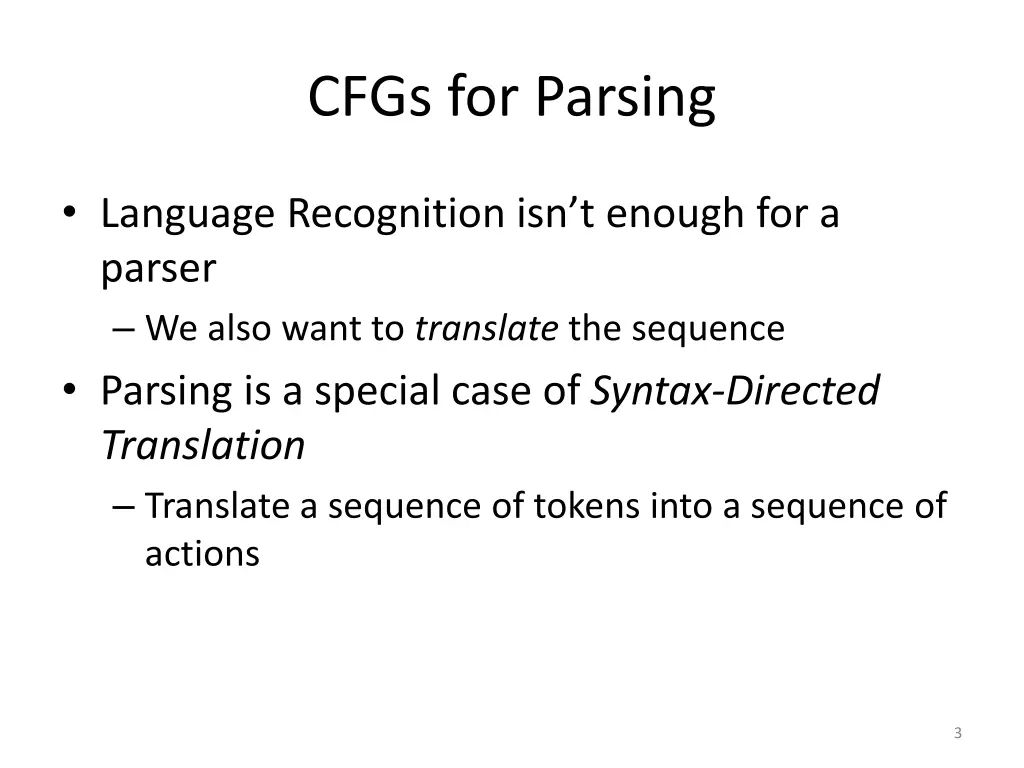 cfgs for parsing