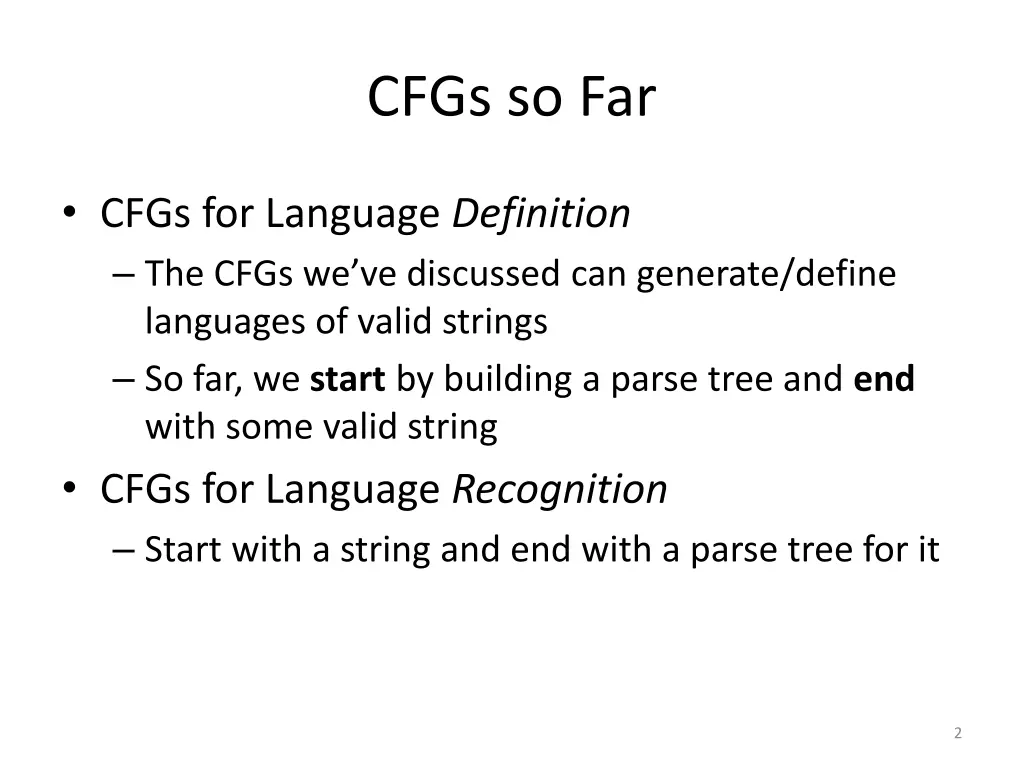 cfgs so far