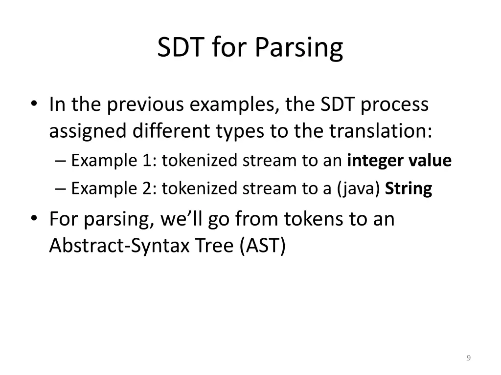 sdt for parsing