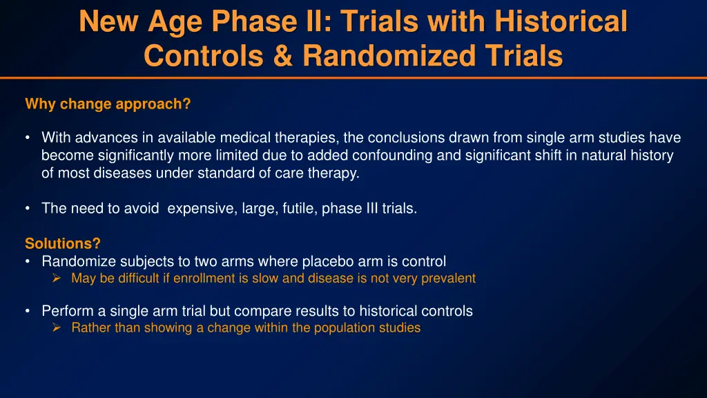new age phase ii trials with historical controls
