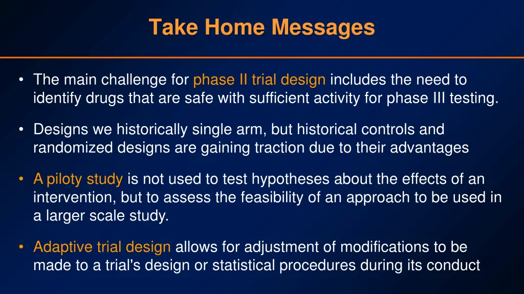 take home messages
