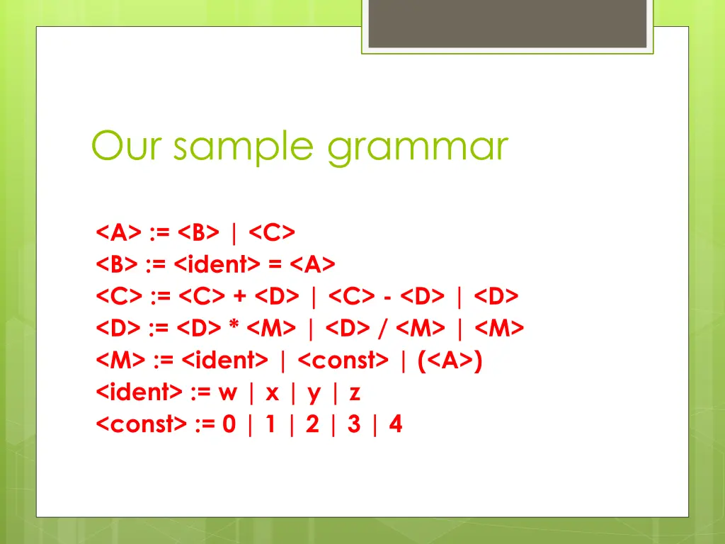 our sample grammar