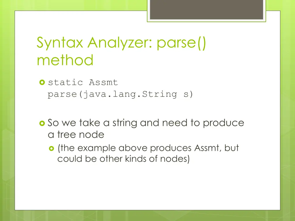 syntax analyzer parse method
