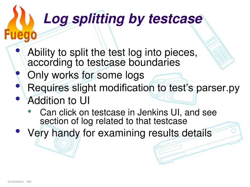 log splitting by testcase