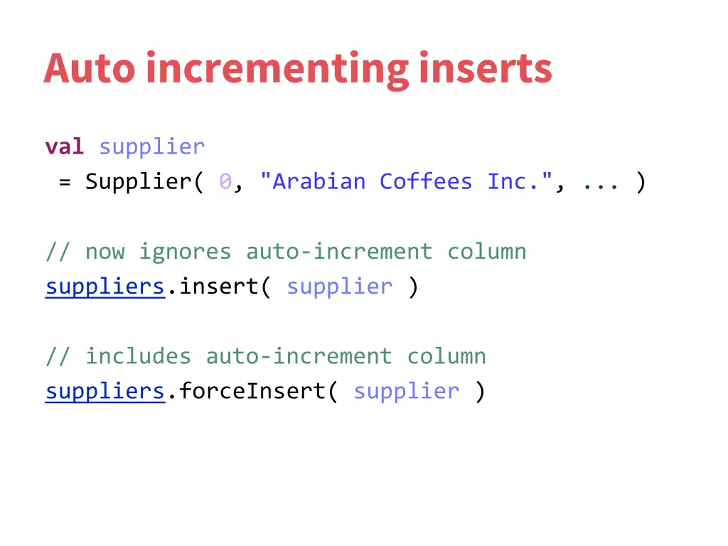 auto incrementing inserts 1