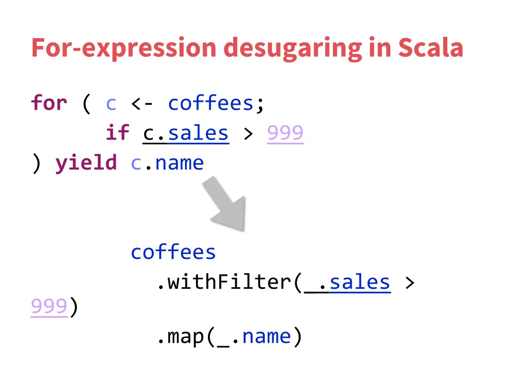 for expression desugaring in scala