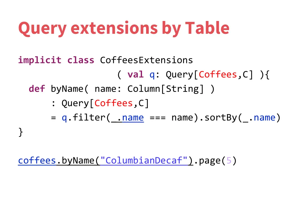 query extensions by table