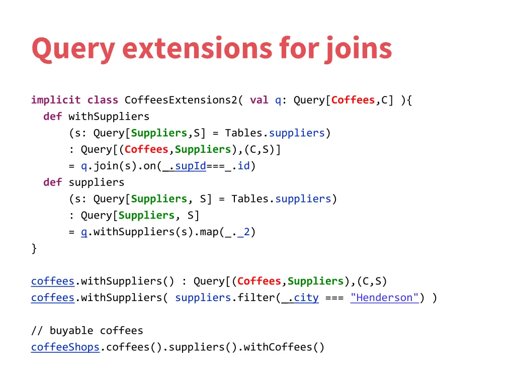 query extensions for joins