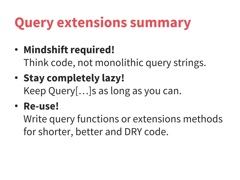 query extensions summary