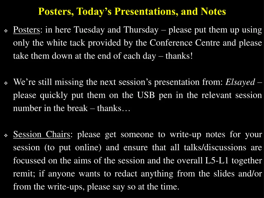 posters today s presentations and notes