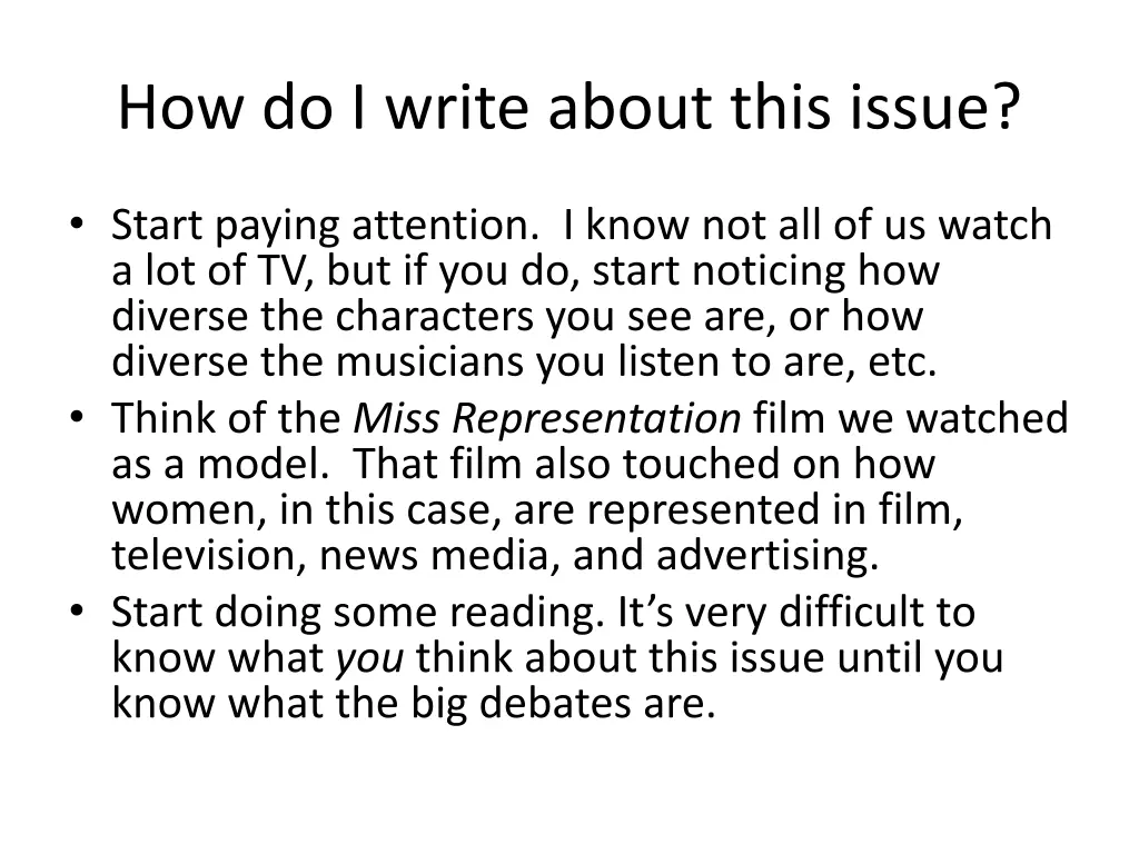 how do i write about this issue 1