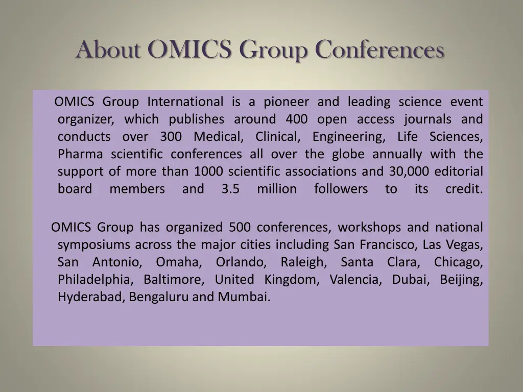 about omics group conferences