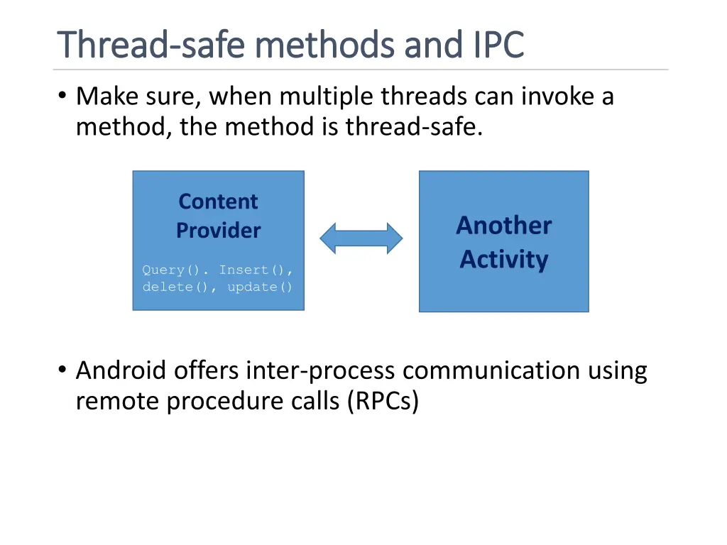 thread thread safe methods and ipc safe methods