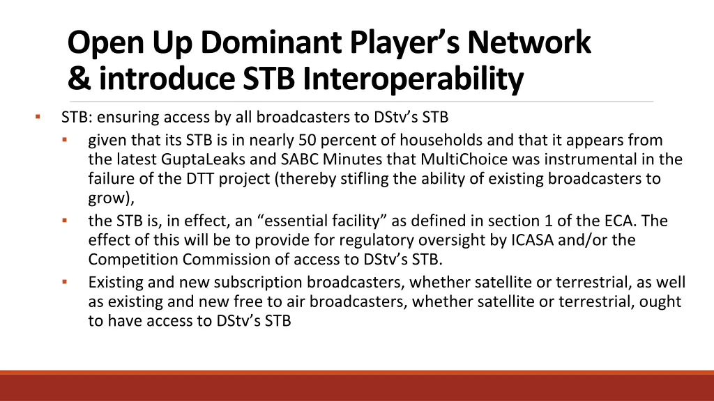 open up dominant player s network introduce 1