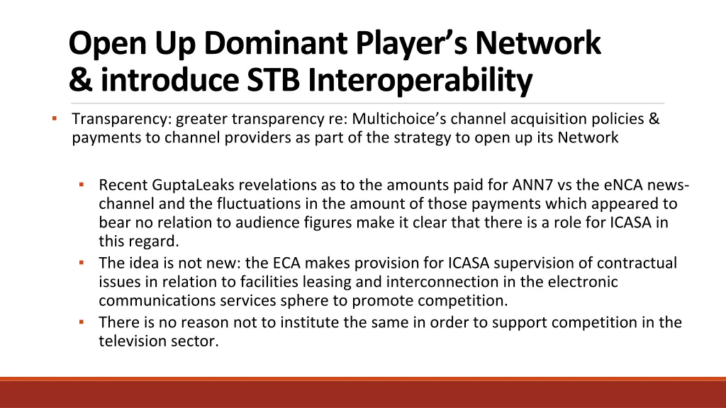 open up dominant player s network introduce 2