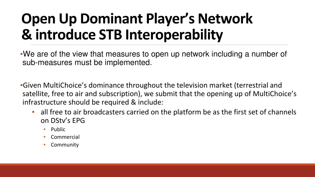 open up dominant player s network introduce