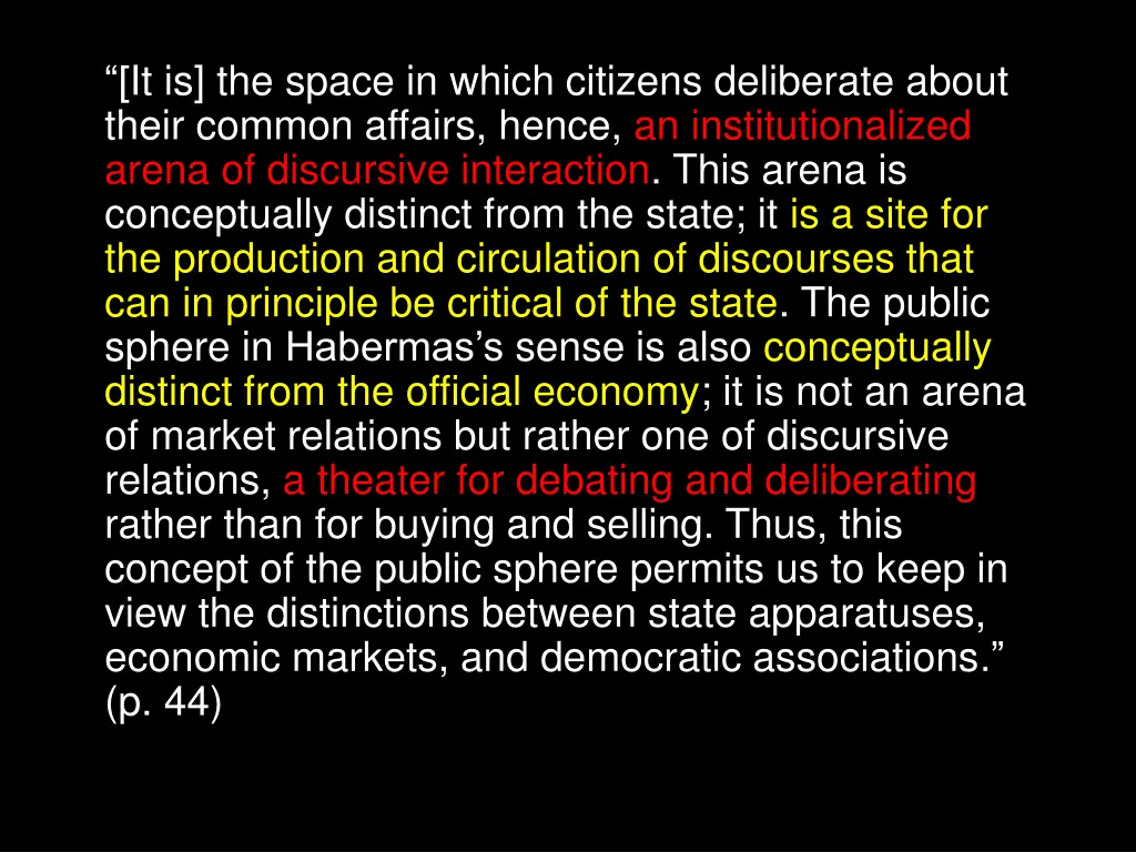 it is the space in which citizens deliberate 1
