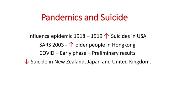 pandemics and suicide pandemics and suicide