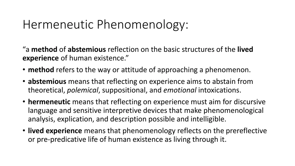 hermeneutic phenomenology