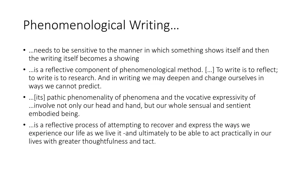 phenomenological writing