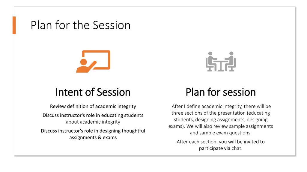plan for the session