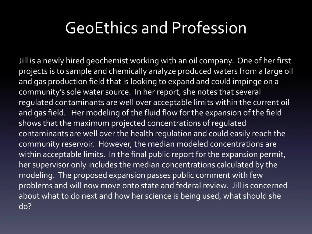 geoethics and profession