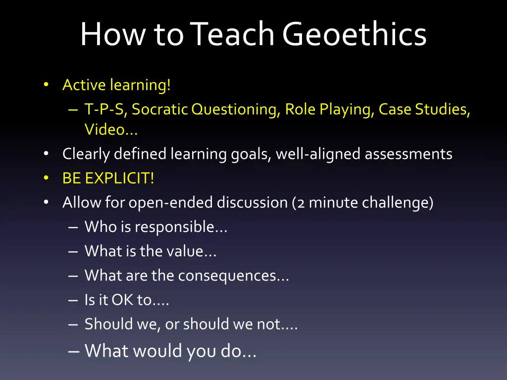 how to teach geoethics