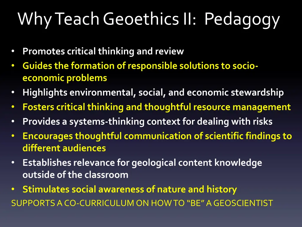 why teach geoethics ii pedagogy