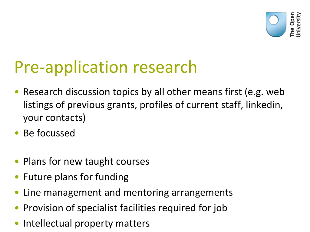 pre application research