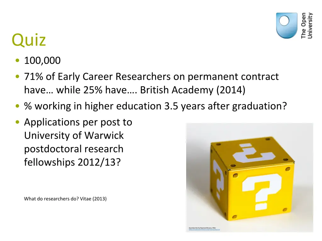 quiz 100 000 71 of early career researchers