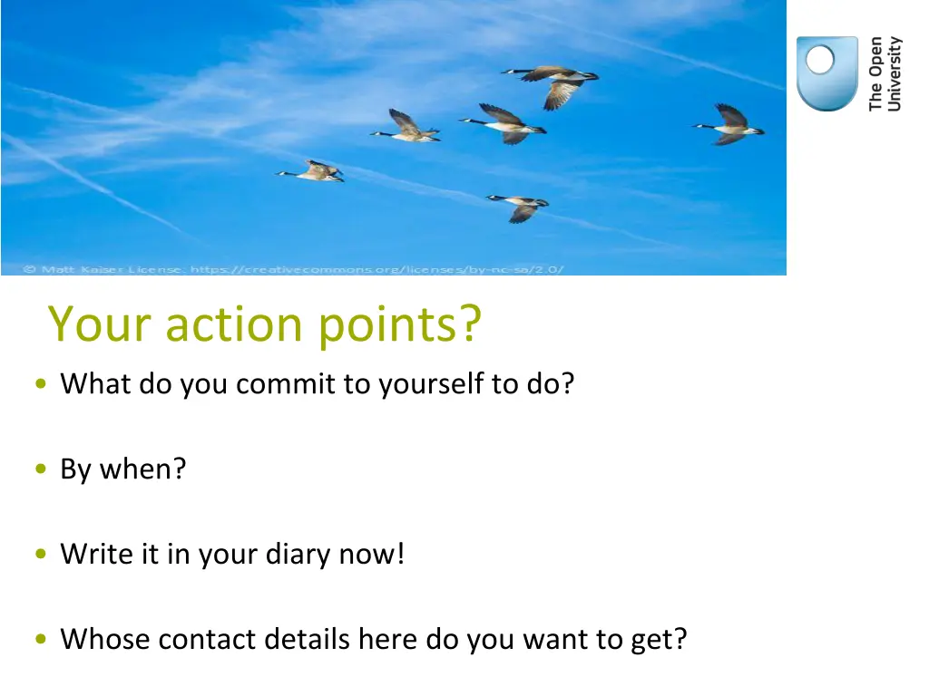 your action points what do you commit to yourself