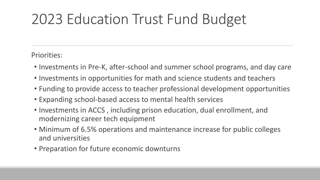 2023 education trust fund budget