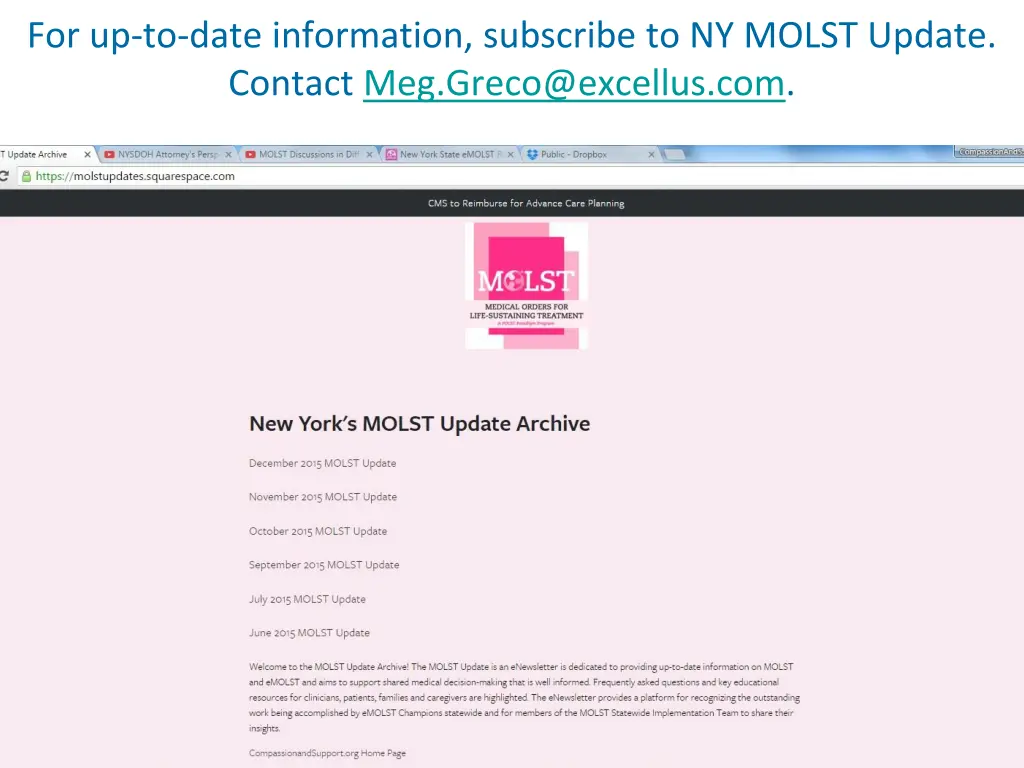 for up to date information subscribe to ny molst