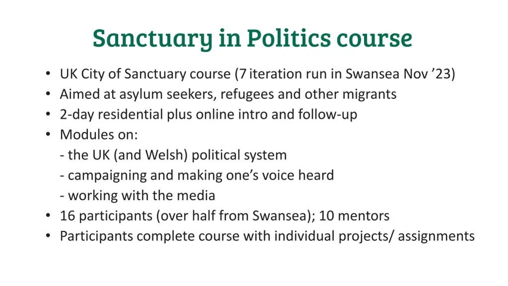 sanctuary in politics course