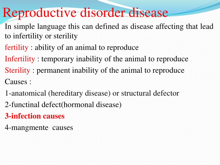 reproductive disorder disease in simple language