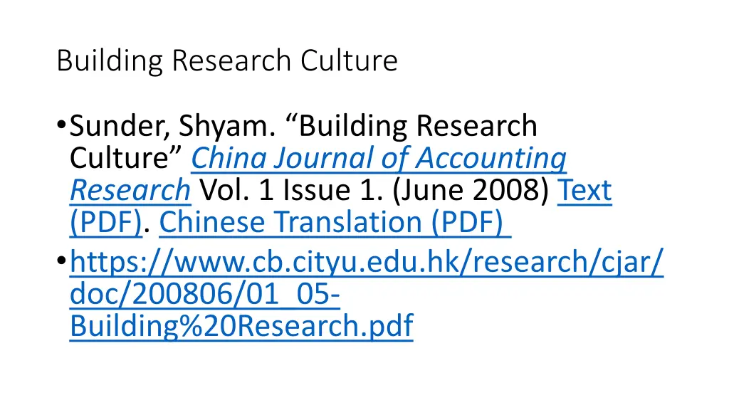 building research culture