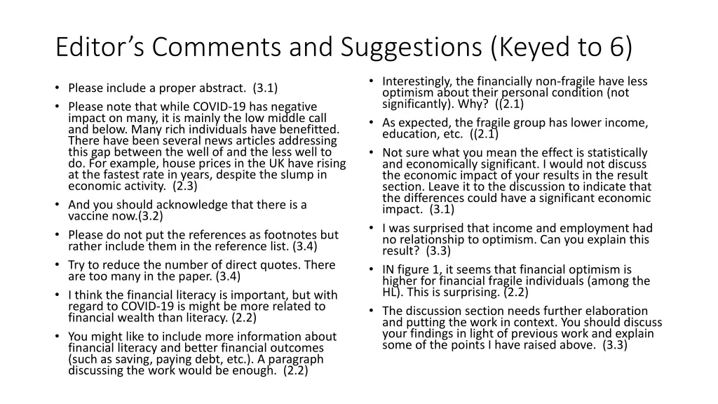 editor s comments and suggestions keyed to 6