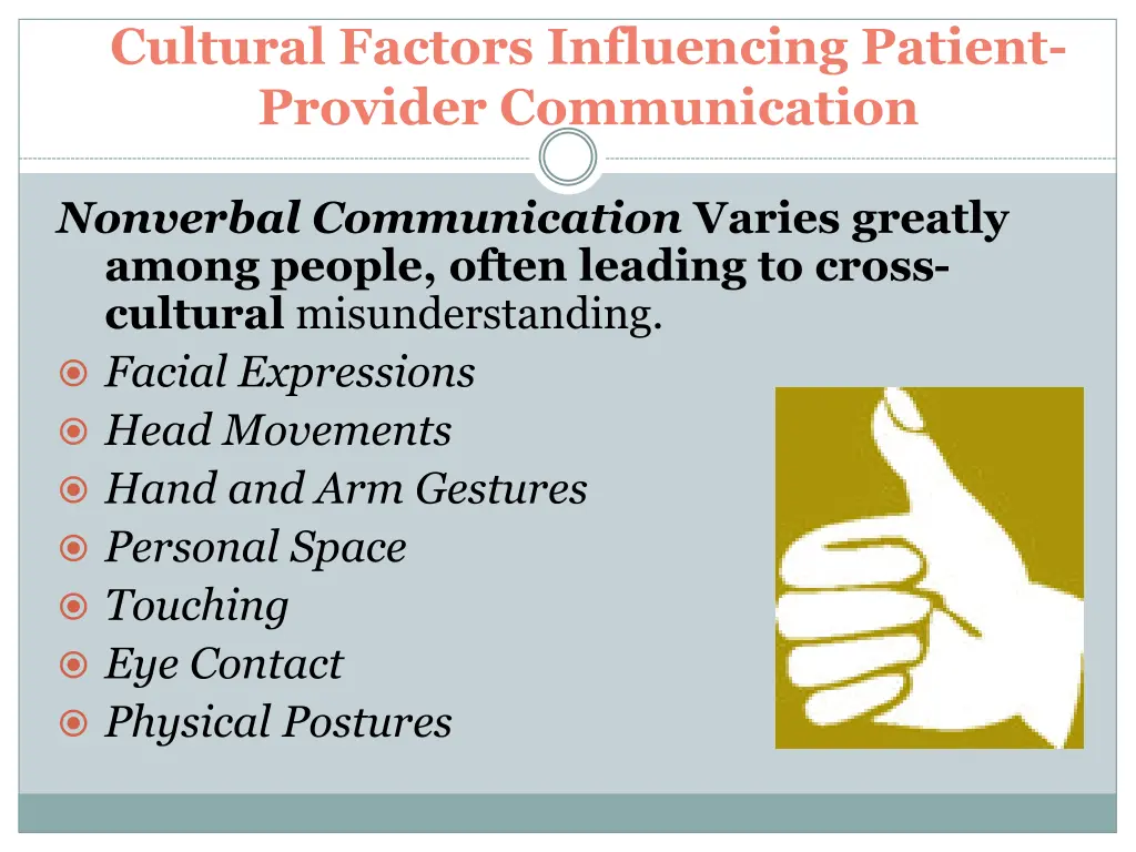 cultural factors influencing patient provider