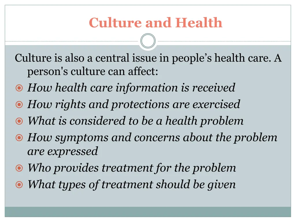 culture and health