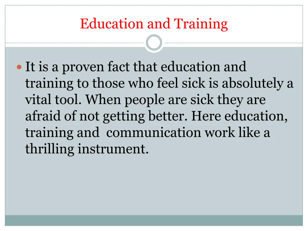 education and training