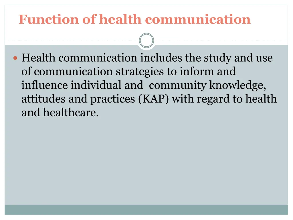 function of health communication