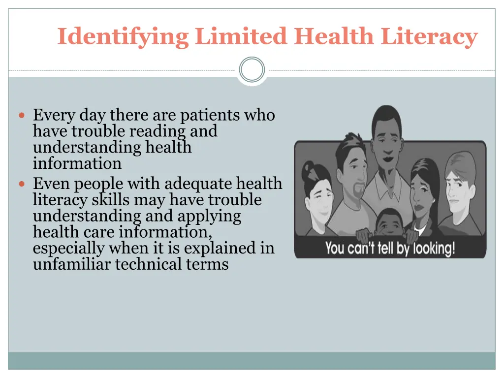 identifying limited health literacy