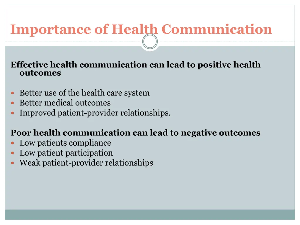 importance of health communication