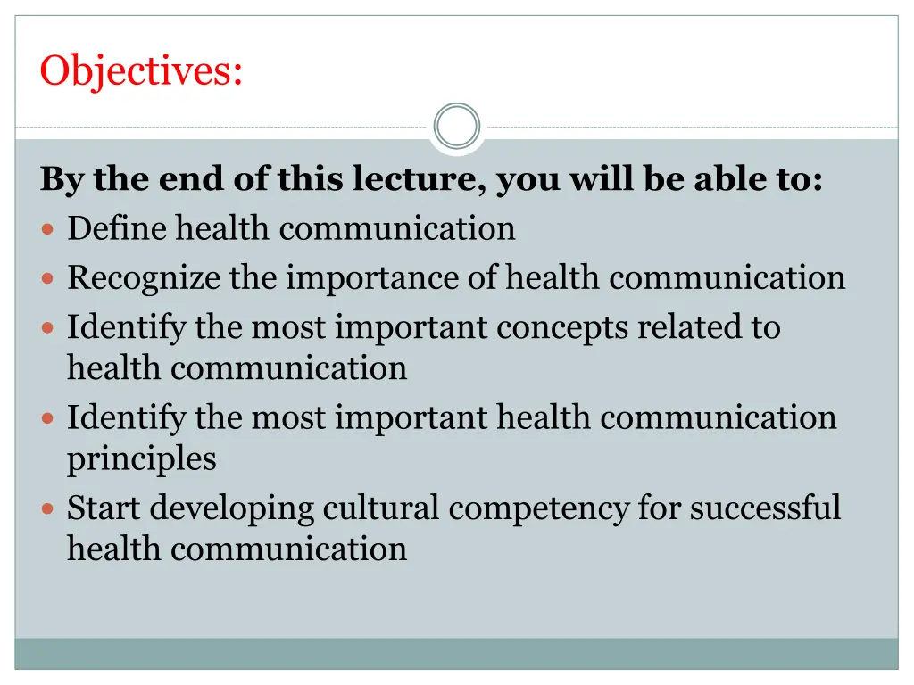 objectives