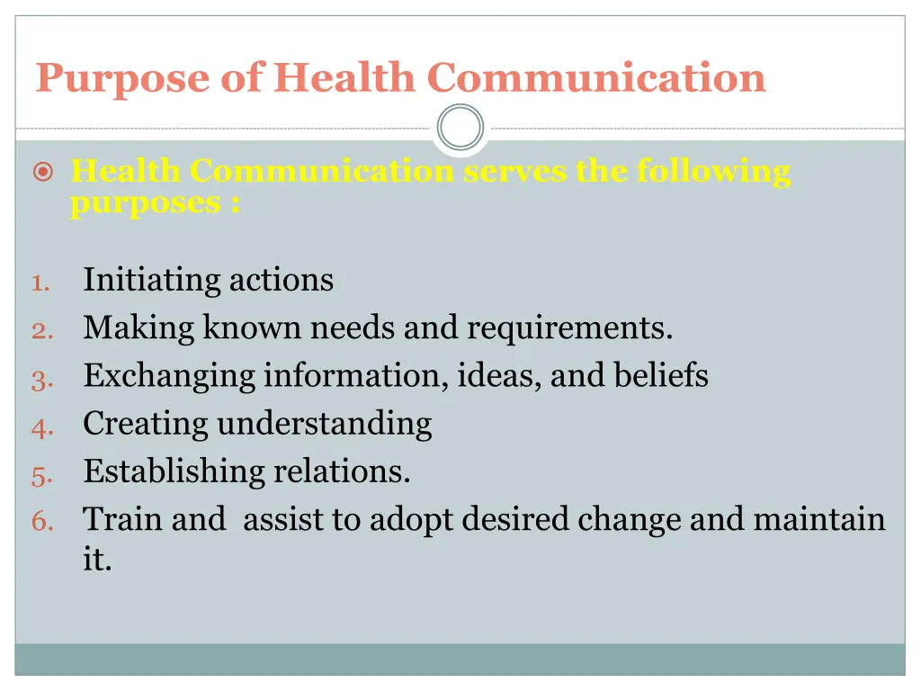purpose of health communication