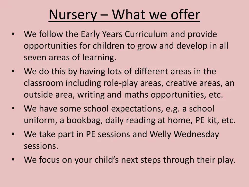 nursery what we offer