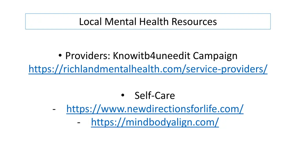 local mental health resources