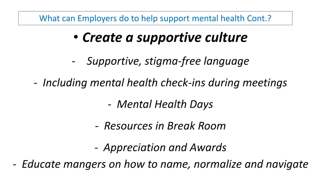 what can employers do to help support mental 2